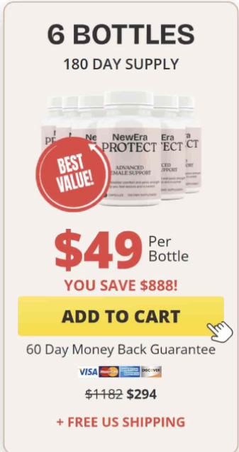 NewEra Protect six bottle value pack for long-term urinary health and bladder comfort, with discounted price