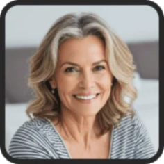 Mary from Denver, a satisfied NewEra Protect customer, smiling after improving bladder control and regaining confidence